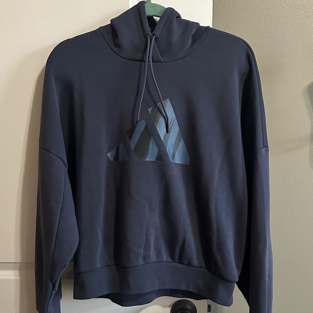 Adidas Navy Cropped Hoodie. Size large